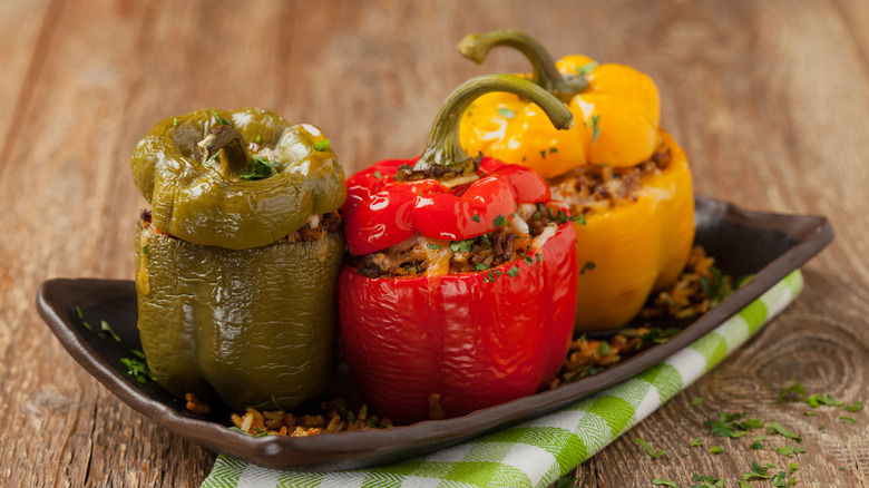 Steak and rice stuffed peppers