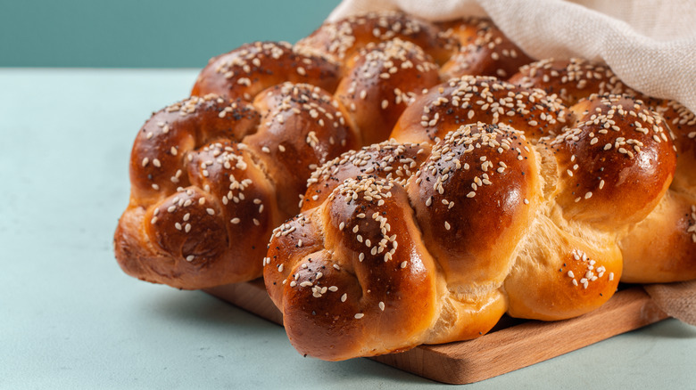 golden brown challah bread loaf