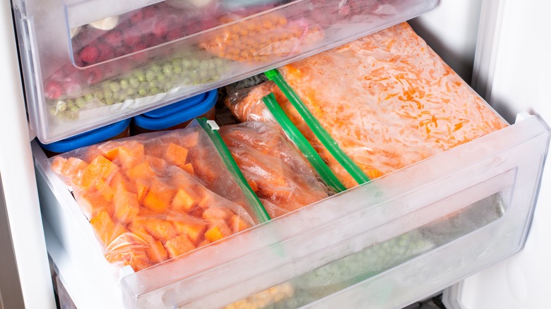 Pumpkin bags in freezer drawer