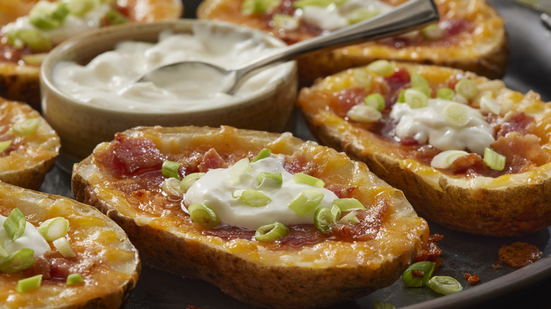 Sour cream on potato skins