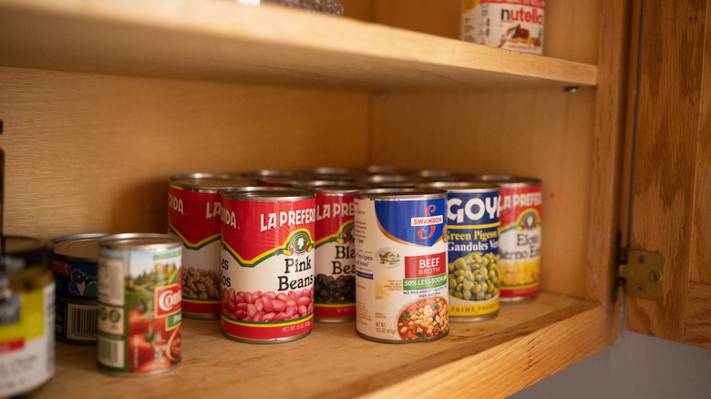 cabinet with canned food