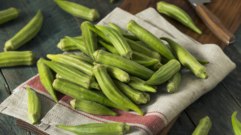 Fresh, raw okra