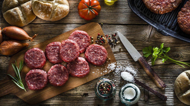 Burger ingredients and patties