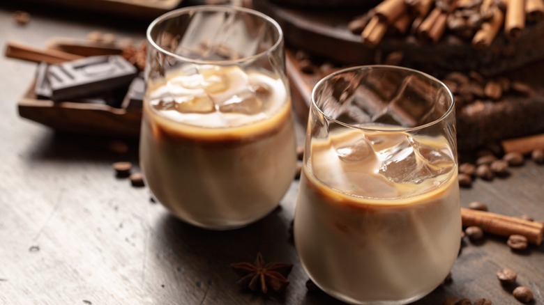 Chocolate liqueur with ice