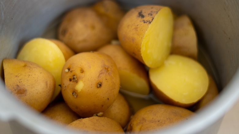 Chopped potatoes in an instant pot