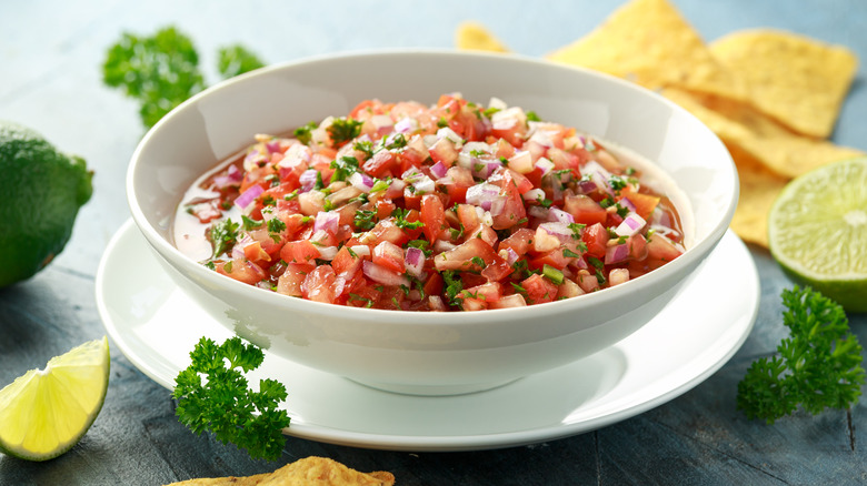 tomato salsa with onions and cilantro