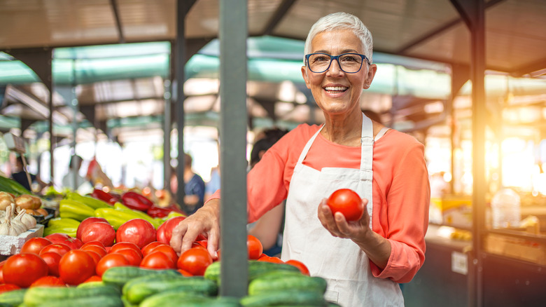 Woman at a farmers market