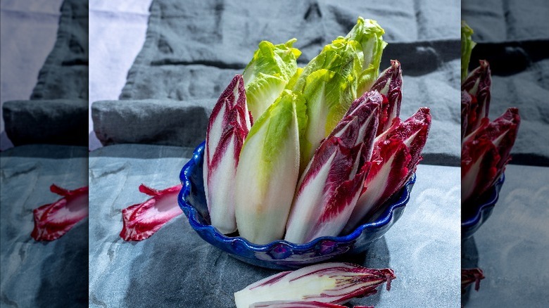 bowl of red green endives