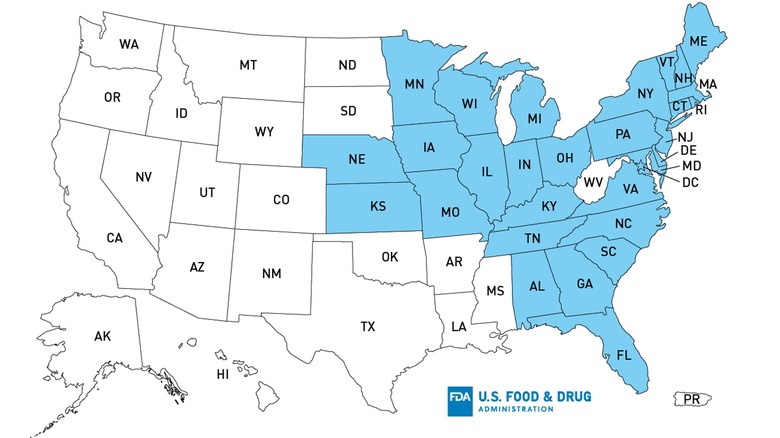 FDA salmonella outbreak map