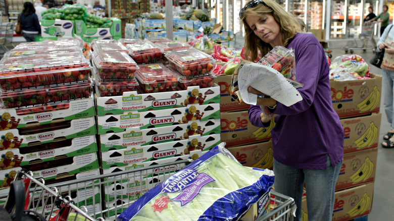 Shopping for produce at Costco