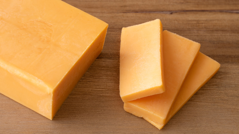 slices cut from block of velveeta