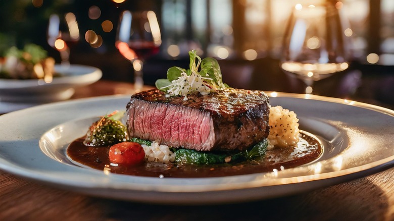 steak at a high-end restaurant