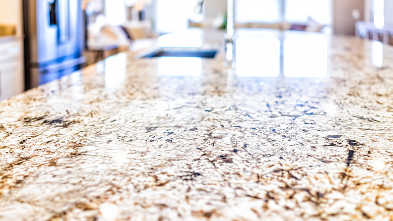 Close-up of granite counter