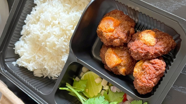 Healthy meal prep in takeout container