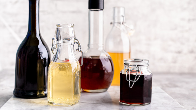 bottles of different vinegars