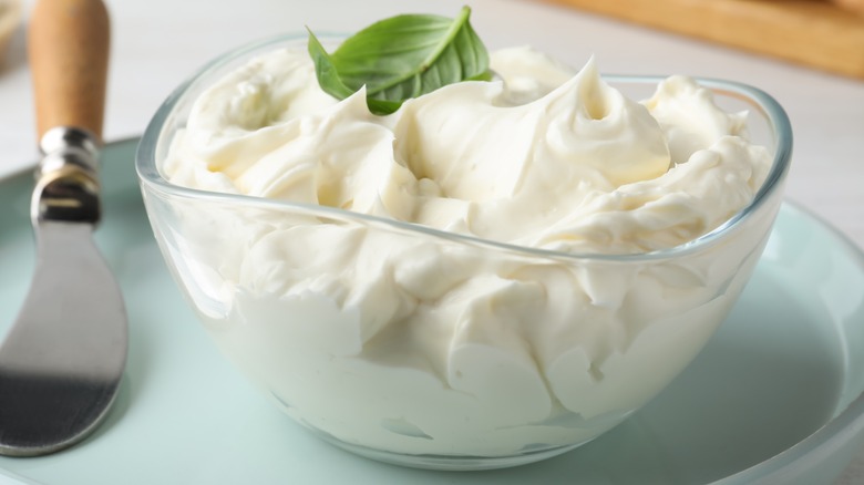 fresh cream cheese in bowl