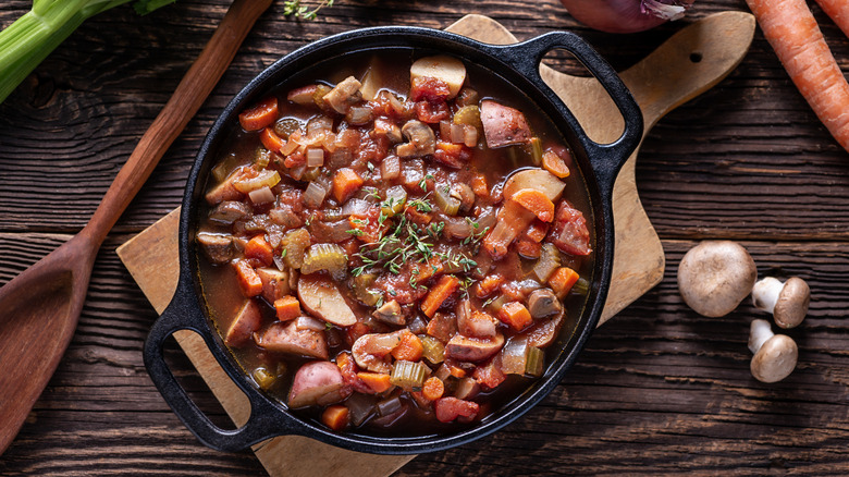 meat stew with tomato, carrot and potatoes