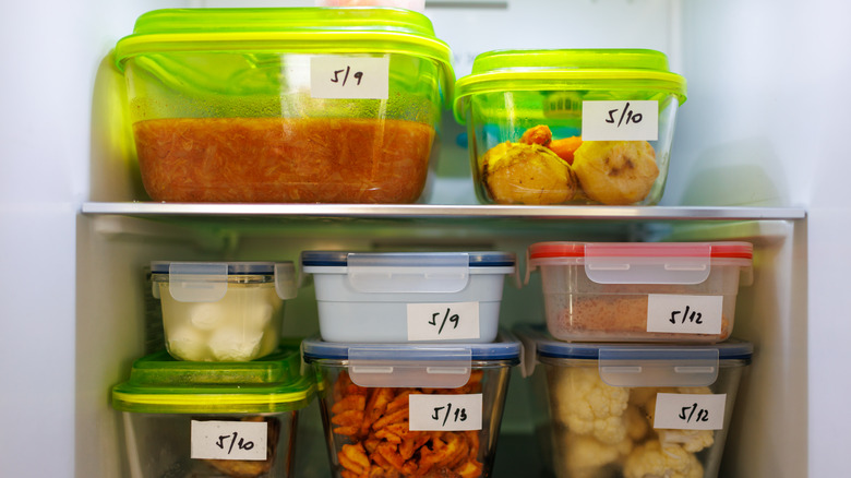 Food stored in refrigerator