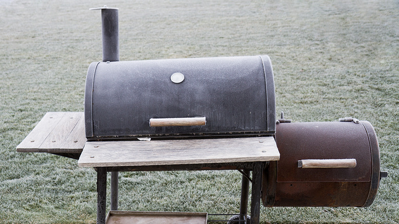 Smoker outside in frosted weather