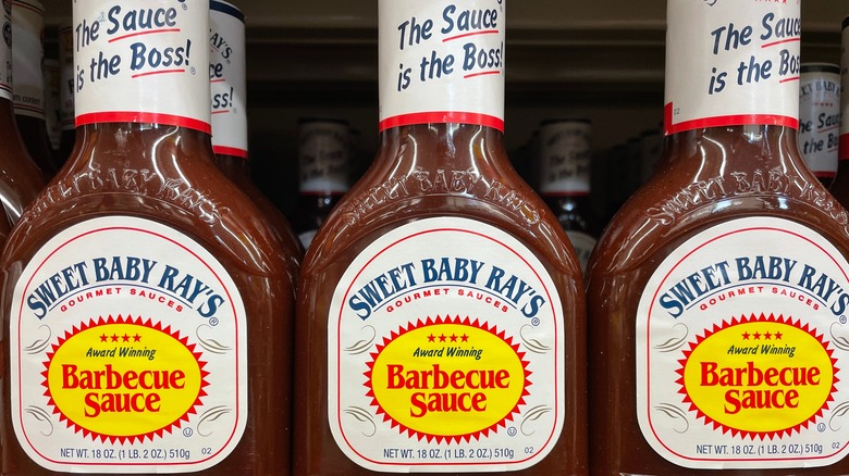 sweet baby rays, barbecue sauce, shelf, grocery store