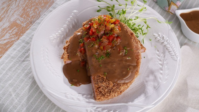 Chicken-fried ham steak with red-eye gravy