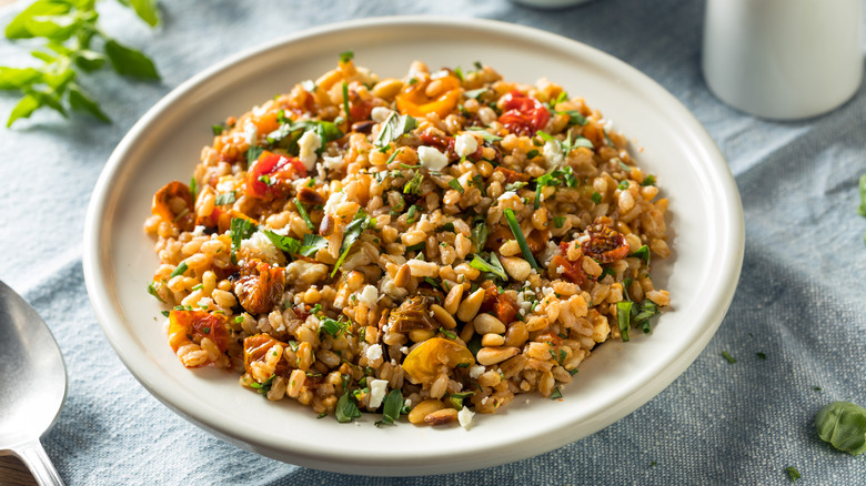 Farro salad in a bowl