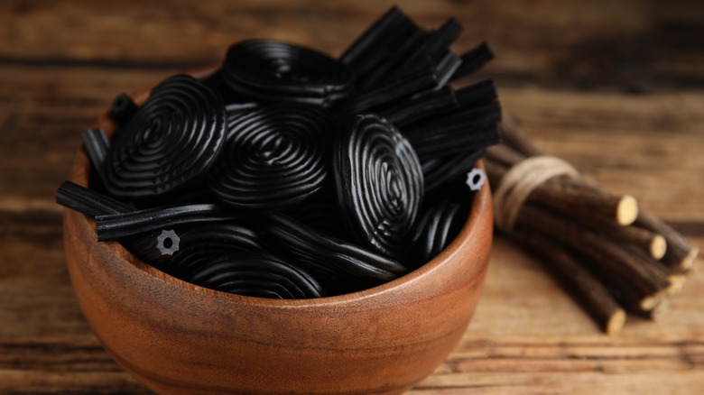 Bowl of licorice spirals