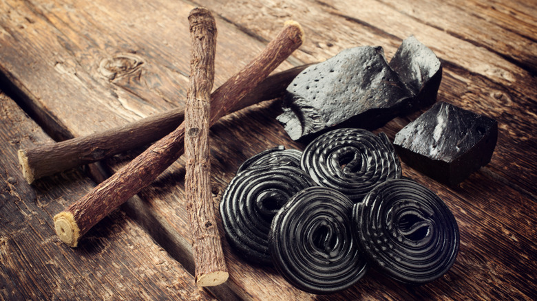 Licorice root and black licorice candy