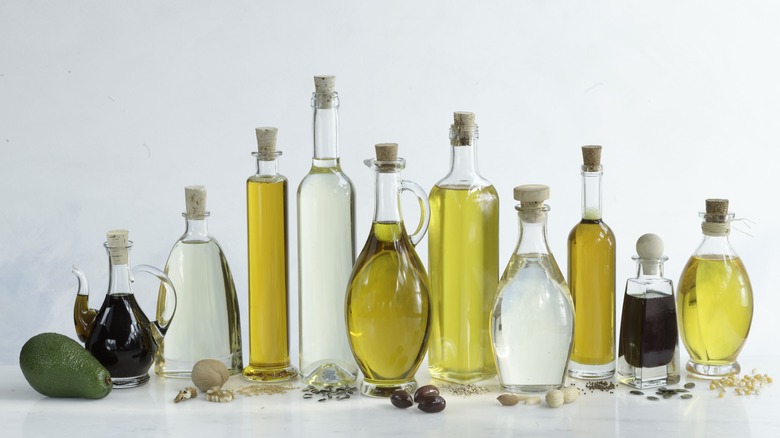 Variety of bottled oils