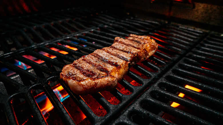 New York Strip steak on grill