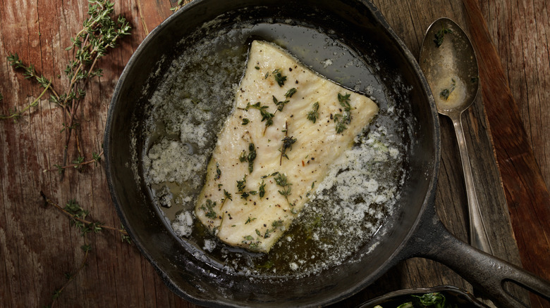 Pan-fried halibut with herbs 