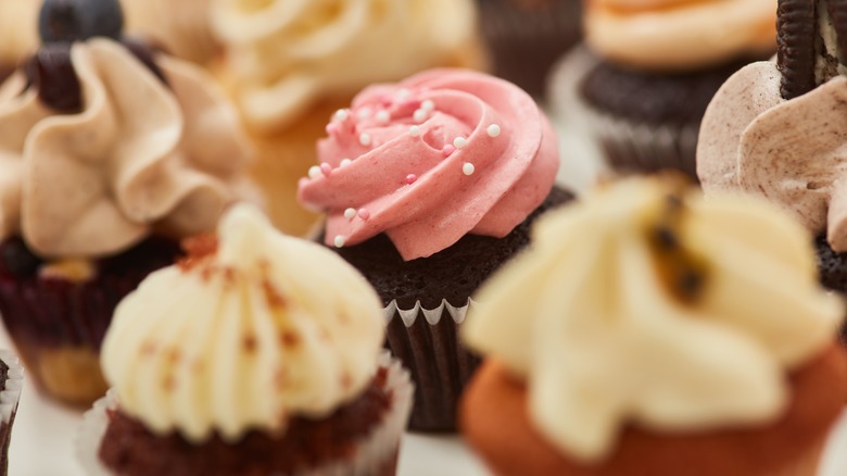 Various cupcakes arranged together