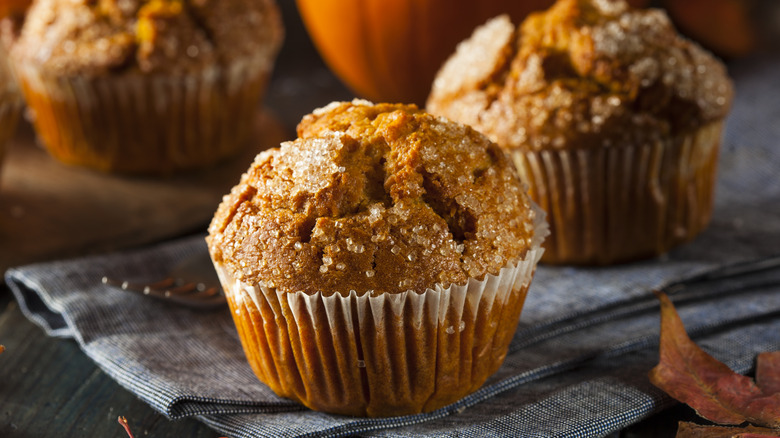 Pumpkin muffins with sugared tops