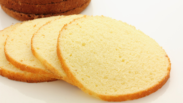 Slices of sponge cake