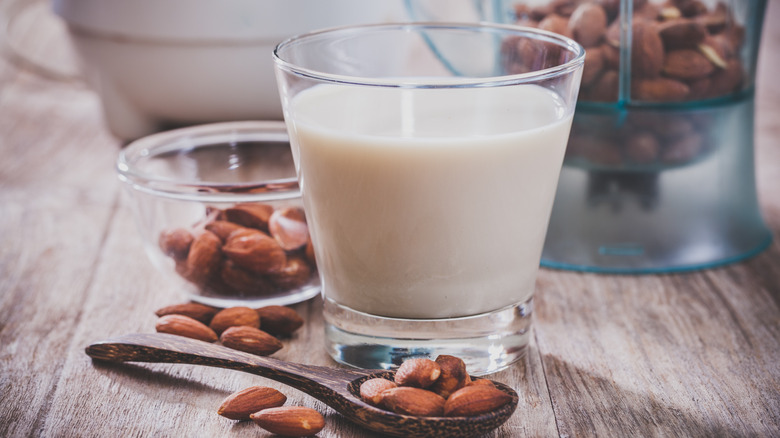 Glass of almond milk