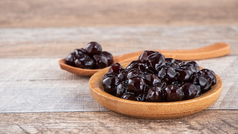 Black boba in a bowl