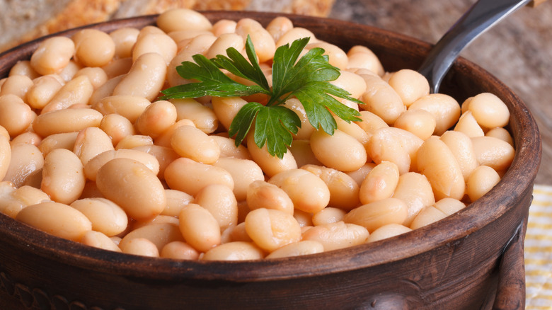 Cannellini beans in a pot