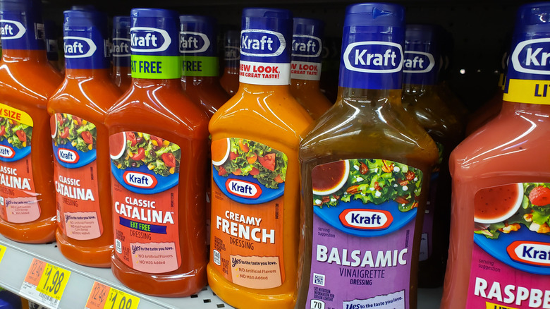 Kraft salad dressings on store shelf