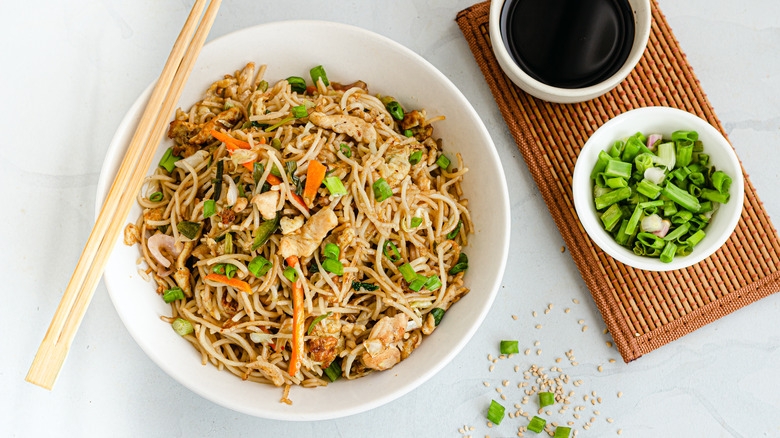 Bowl of chicken chow mein