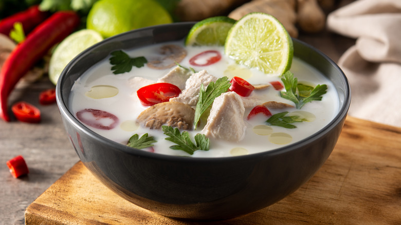 tom kha gai in a bowl