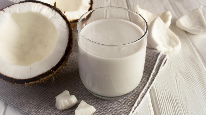 Coconuts and coconut milk glass