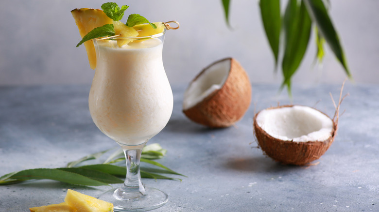 Piña colada with coconuts