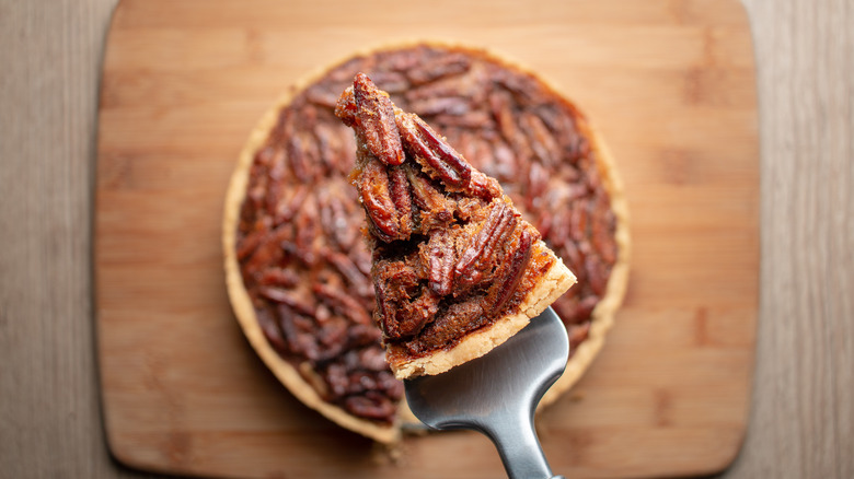 birdseye of pecan pie slice 