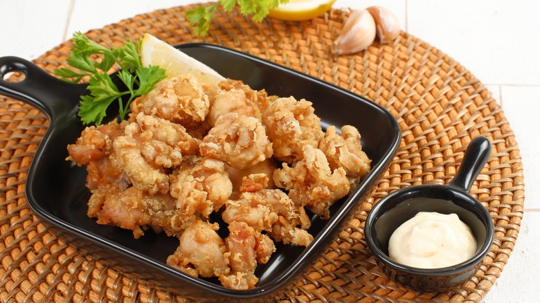 flakey, golden Japanese karaage