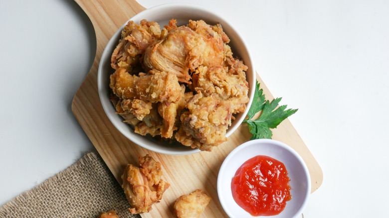 Chicken karaage in a bowl