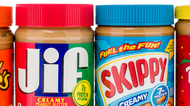 Jif and Skippy Peanut Butter jars