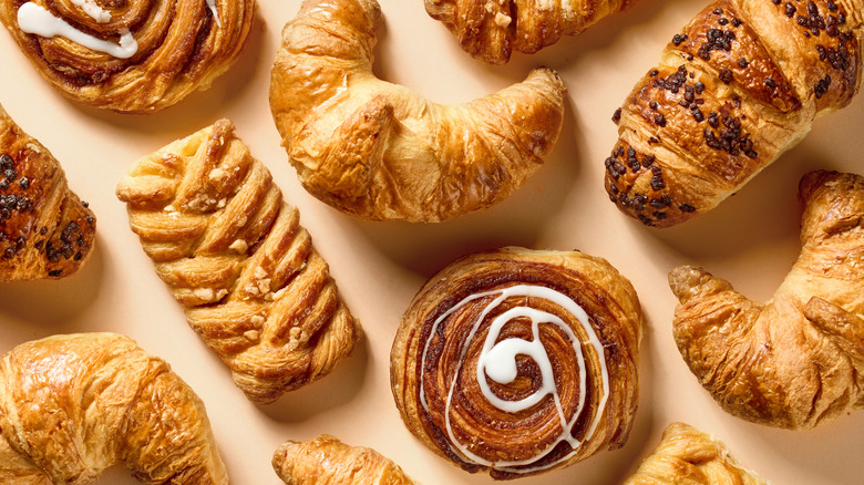 Croissant, Danish, and various other pastries