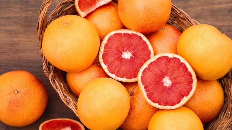 red grapefruits in a basket