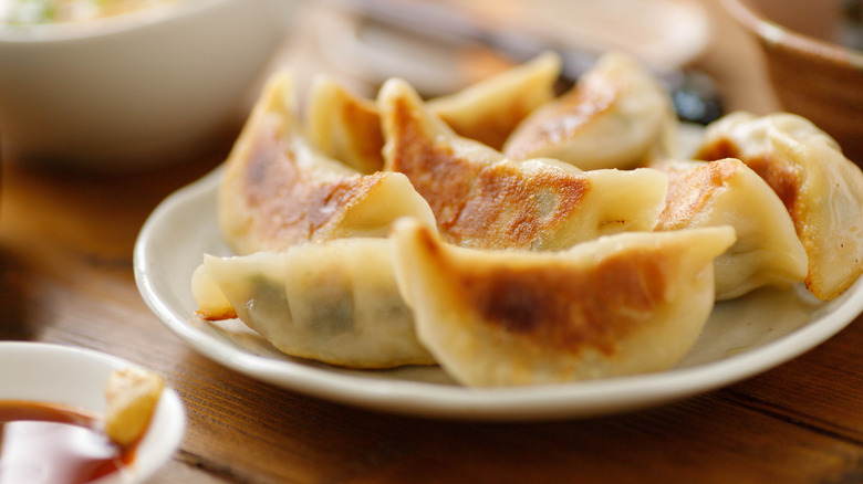 pot stickers on a plate