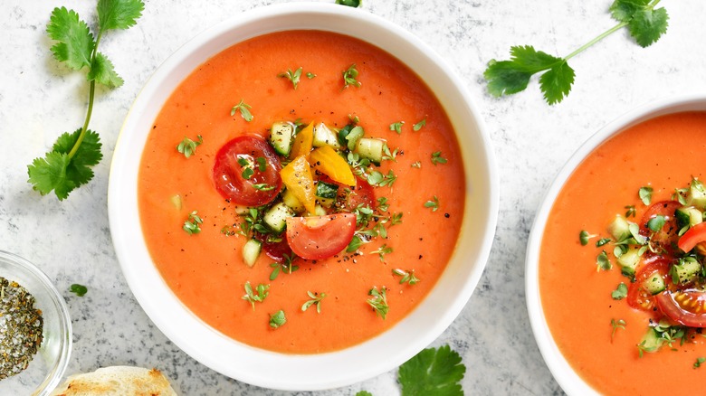 Bowl of traditional red gazpacho